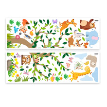 Adesivo de Parede com Animais da Selva e Árvore, Decoração para Quarto Infantil, Adesivo de Parede com Animais da Floresta e Árvore, para Quartos