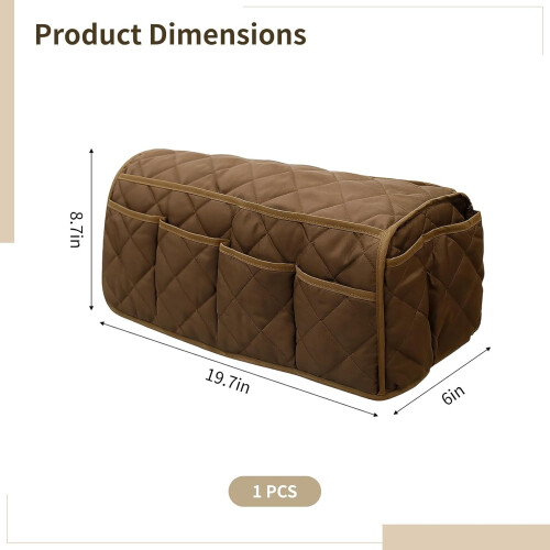 MultiPocket Bedside Organizer 14Pocket CouchSide Storage, Quilted Brown Polyester, Foldable And WaterRepellent 2