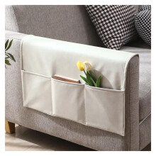 Bedside Storage Bag 80x110 CM Beige AntiSlip Hanging Pouch Sofa Organizer With Cloth Pockets