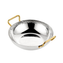 Paella Pan 304 Stainless Steel Saute Pan 10/11/12 Inch GoldPlated Handles Silver 26 Cm For All Stoves Seafood