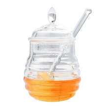 245ml Honey Dispenser Jar With Drip Stick, Transparent Beehive Style Bottle For Lemonade Syrup, Kitchen Pour Jar
