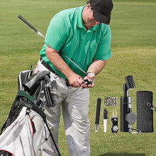 Golfaccessoireset, draagbare golfreinigingsset met intrekbare clip, watersproeiborstel, golfclubreinigingsborstel, microvezeldoek en