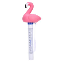 Leuke en functionele drijvende zwembadthermometer met flamingo- en schildpaddesign voor eenvoudige aflezing van de watertemperatuur, waterdicht en