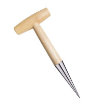 11Inch Stainless Steel Garden Dibber With Wooden Handle Bulb Planter And Hole Puncher Tool