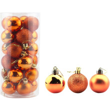 Festive Shatterproof Christmas Ornaments, 3 Special Finishes Shiny Matte Glitter Orange Hanging Decorations, Ideal For Families With Kids Pets, 24 Pie