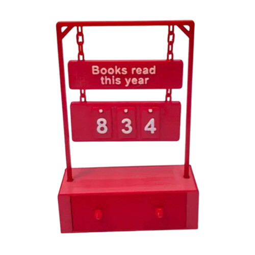 Hanging Book Counter with Number Display and Drawer Reading-Red