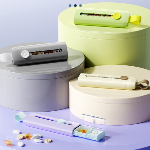 Portable 3 Grids Pills Case With Silicone Seal-space gray 1