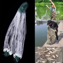 Wurfnetz mit Monofilament-Design, Handwurf-Fischernetz für Süß- und Salzwasser, leichtes, faltbares Kiemennetz mit Schwimmer