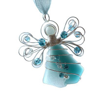 Elegant 2D Angelic Acrylic Pendant Charm Christmas-dark blue
