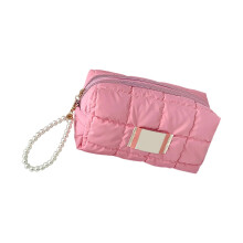 Boîte à stylos matelassée, trousse à crayons pour-rose rouge