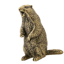 Metalen dier sculptuur antiek schreeuwende Groundhog miniatuur