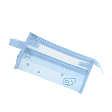 Trousse à crayons transparente en dentelle, sac à-Trousse bleue