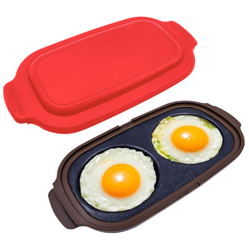 Poêle à œufs en Silicone pour micro-ondes avec Base-Rouge