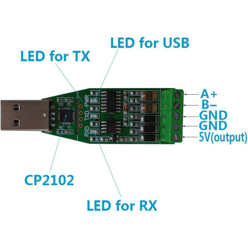 USB to RS485 Communication Module 10X Bidirectional HalfDuplex Serial Line Converter Compatible With Microcontrollers 2