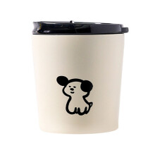 Double Layer Spill Proof Insulated Cup, Portable Small Travel Mug with Cute Puppy Pattern, Vacuum Insulated Tumbler with Lid for Coffee, Frosted Stain