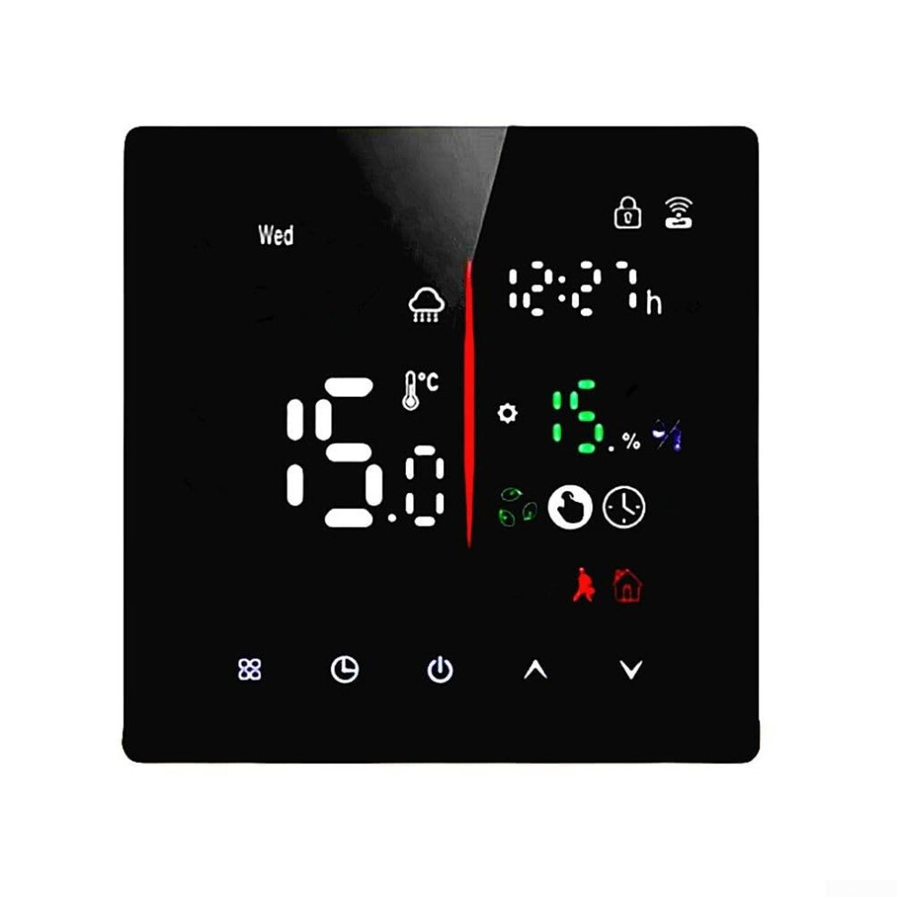 Lcd Wifi Programmable Thermostat For Underfloor Water Heating Or Gas Boiler, Compatible With Alexa, Black 16A, Child Lock 9067246170639