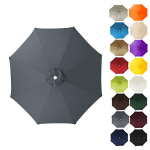 3.5m Umbrella Canopy Replacement Cover UVProtective Gray Polyester, 8Rib Patio Parasol Canopy For Outdoor Sunshade