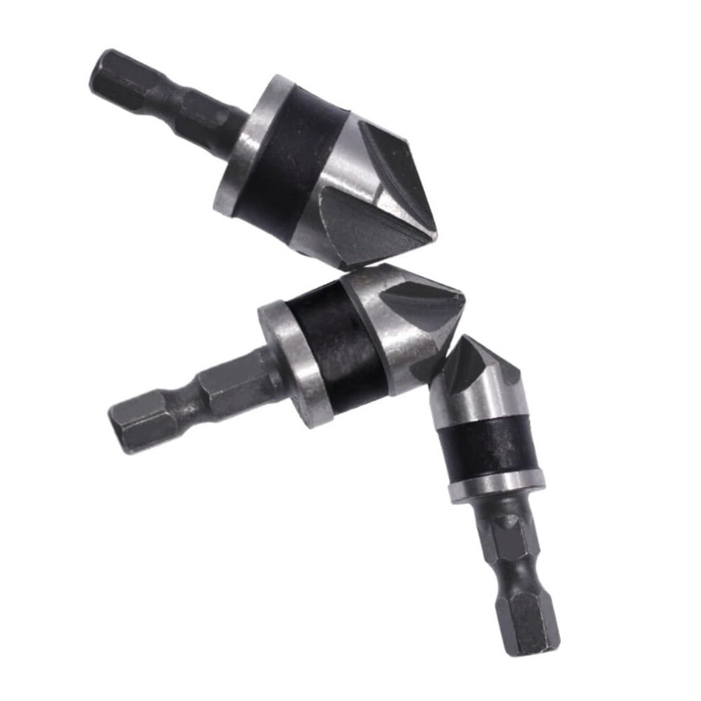 3Pcs Metal Drilling Hex Shanks Set Chamfer Countersink Drill Bits 12/16/19Mm Hex Shank 9067246173081