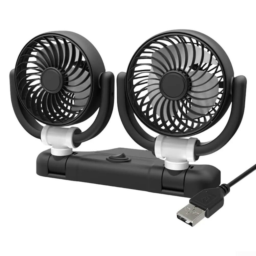Dual Head Car Cooling Fan Usb Powered 360 Rotating Dash Fan For Suv And Rv 9105992670406