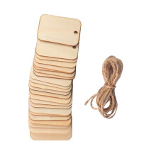 Wooden Tags 50 Pcs With Rope Natural Wood Chips Craft Hanging Tags For Decor Tagging