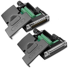 DB25 Solderless Connector RS232 DSub Breakout Board With Case, 2Piece, Male And Female, Long Bolts Nuts