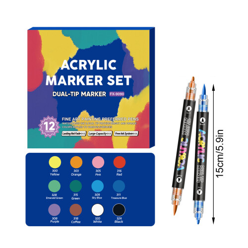 Stylos d'art Double face avec pointes de brosse douces,-12 2