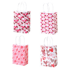 Heart Theme Gift Bags for Valentine's Day Party, Paper Gift Bags with Handles Premium Material Sturdy Kraft Treat Bags, Firm and Reusable Eye-catching