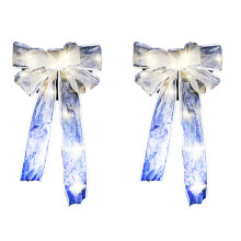 Handmade Silver Glowing Christmas Bow, LED Decoration for Christmas Tree Decoration, Durable High-Quality Ribbons Ensuring a Warm Atmosphere