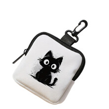 Odor Resistant Sanitary Product Pouch-black cat on white b