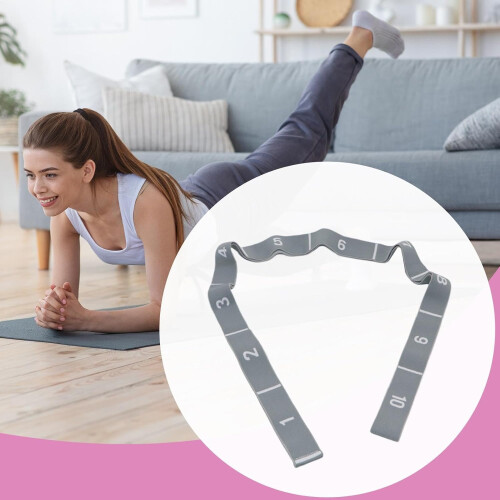 Stretch Strap 10Loop And MultiLoop Resistance Band For Stretching, Elastic Yoga Strap, Physical Therapy Grey 1