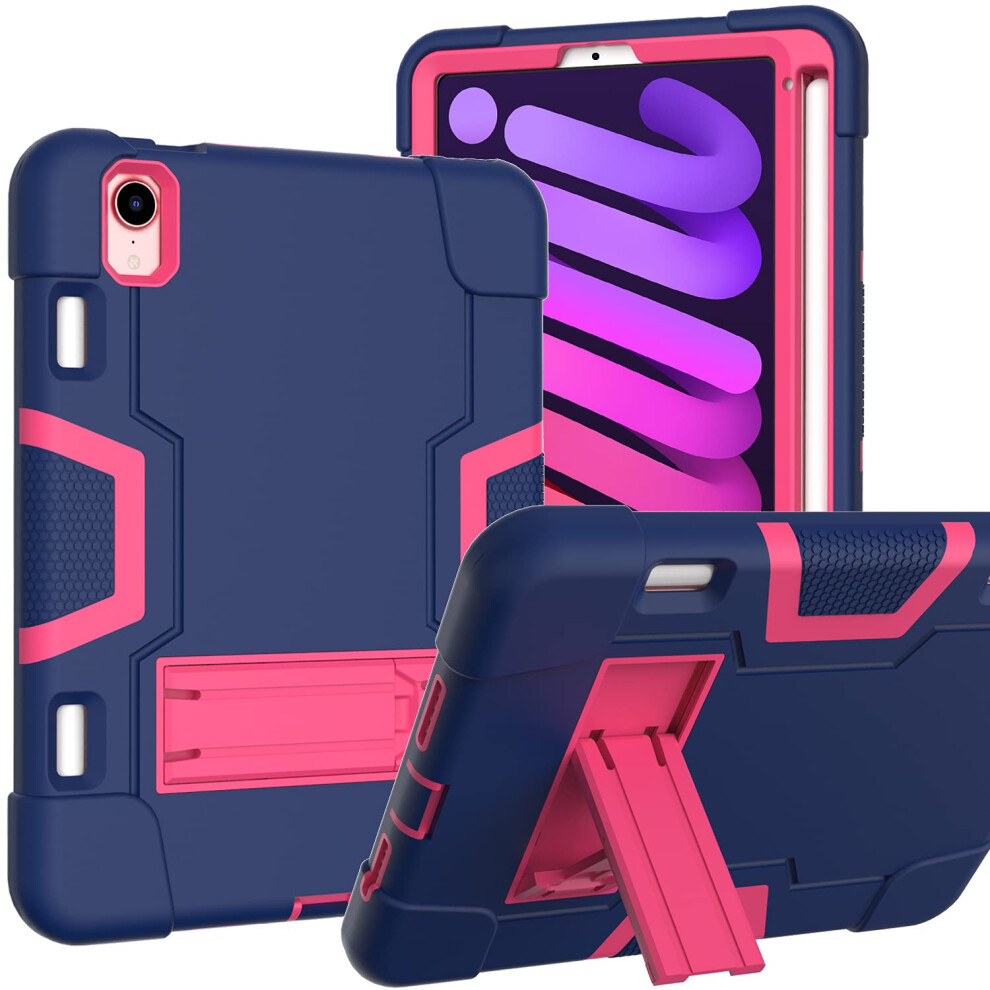 Heavy-Duty Case For Ipad Mini 6 - Shockproof Cover With Kickstand And Pencil Holder For The 8.3-Inch Tablet Pink 5906792660116