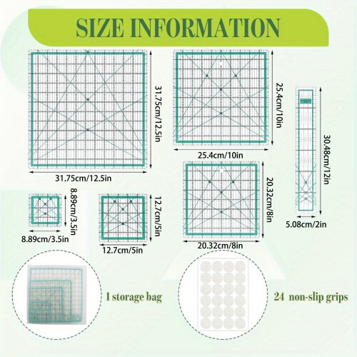 Professional Acrylic Quilting Ruler With Measurement-Green 2