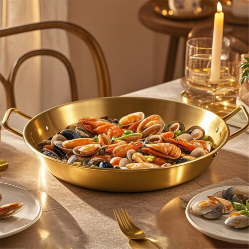 Contemporary Nonrust Steel Serving Platters Double Handle-24cm 2