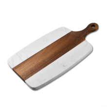 Cutting Board DualSided Charcuterie Serving Board With Handle White Wood Kitchen Cheese Fruit