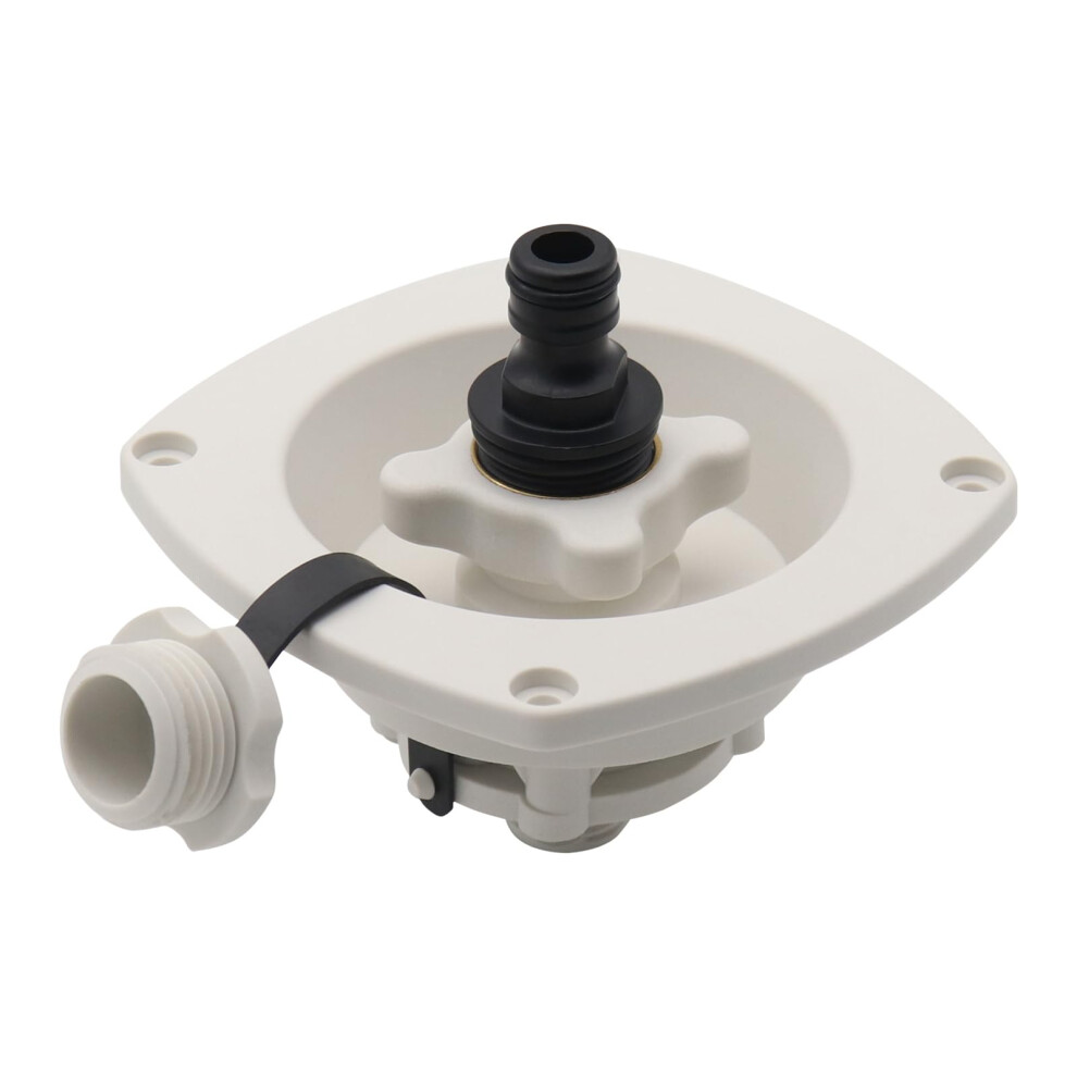 Rv Water Inlet With Quick Connector Builtin Stop Valve Pp Material Replacement Part For Rvs Camping Vehicles White 9067246179786