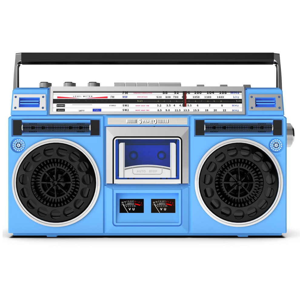 Vintage Radio Boombox Cd Player With Am/Fm Sd/Usb 3.5Mm Headphone Jack Builtin Speaker 80S Style Cassette Recorder Blue 9067246180294