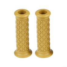 Motorcycle Handlebar Grips 22mm Non Slip Shock Absorbing Rubber with Yellow Bar End Caps