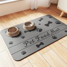 Dog Bowl Mat 30x50 Cm Diatomaceous Earth Absorbent Non Slip Durable Pet Feeding Mat For Food And Water Dark Bone