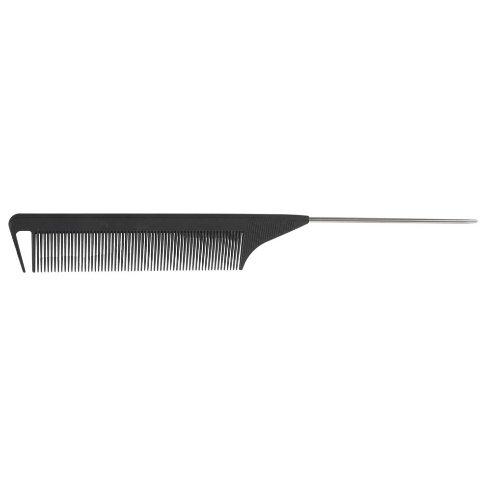 FineTooth Comb Black AntiStatic Plastic And Metal Rat Tail 220x28x4mm 1Pc Hair Styling