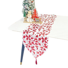 Polyester Fabric Table Runner, Quilted Linen Blend Ensures High Quality And Durability, Scallop Edges Add A Touch Of Elegance, Suitable For 4-6 Person