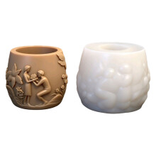 Relief Couple Presenting Flowers Silicone Mold For Plaster