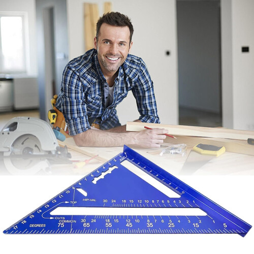 Drafting Triangle Metal Drafting Tool Blue Metric Protractor For Woodworking Carpentry Construction 1