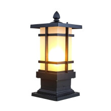 Modern Rainproof Black Outdoor Column Lamps DieCast Aluminum IP44 Waterproof Glass Lantern