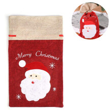 Festive Atmosphere, Linen Christmas Stocking Present Bag With Drawstring Closure, Reusable Holiday Decoration For Christmas Tree