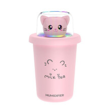 Motion Sensor LED Night Lamp Cool Mist Humidifier with Nightlight, Rechargeable Cat Design Light with USB Charging, Compact Mini Humidifier for Bedroo