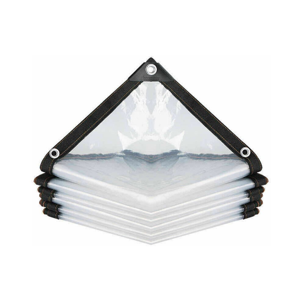 Heavy Duty Tarp, Clear Poly Transparent Cover Tear Resistance Rust-Proof Metal Grommets Every Meter, Waterproof Windproof Anti-Oxidation Frost Resista 9135470779789