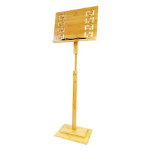 Bamboo Music Stand With Adjustable Height And Wide Bookplate For Sheet Music Compatible With Guitar Violin Piano Ukulele