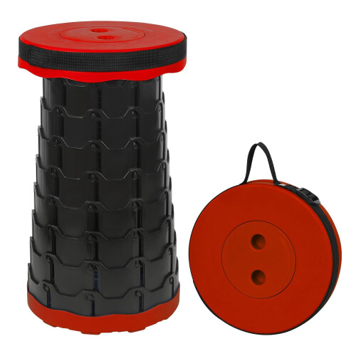 Retractable Folding Extension Stool Portable Telescopic Camping Seat Red