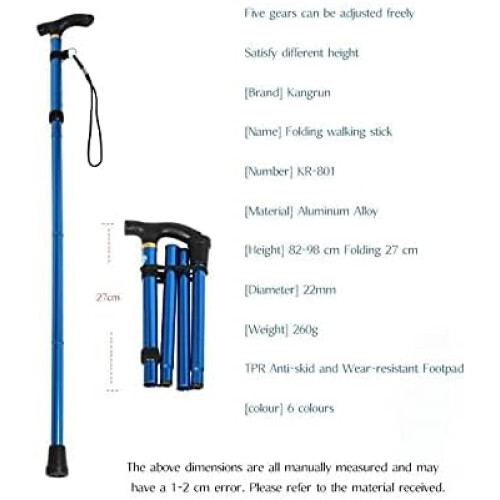 Walking Stick Folding Telescopic UltraLight FourKnuckle Design For Elderly PostSurgery Recovery Adjustable 1