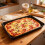 Rectangular Nonstick Pizza Pan With Curved Edges 5cm Deep-12X8 5